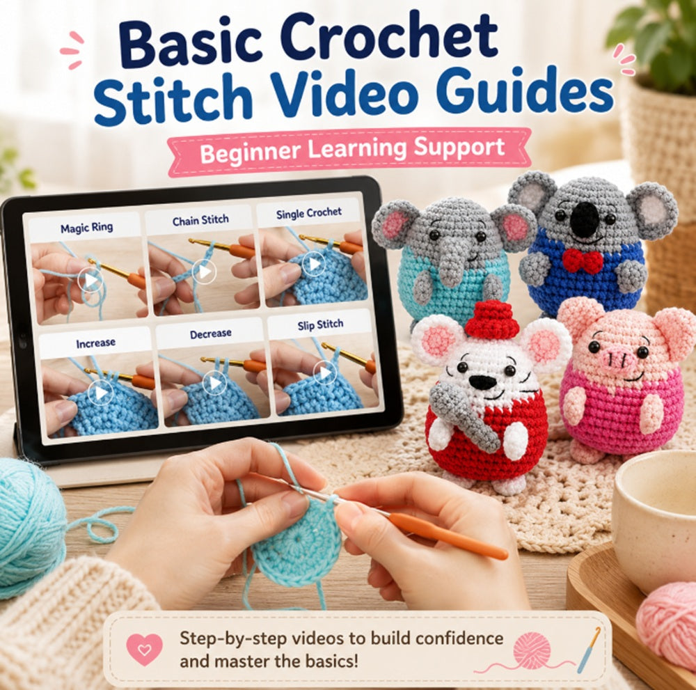 Animal Crochet Kit for Beginners, 4 Pack with Video Tutorials – TIKA