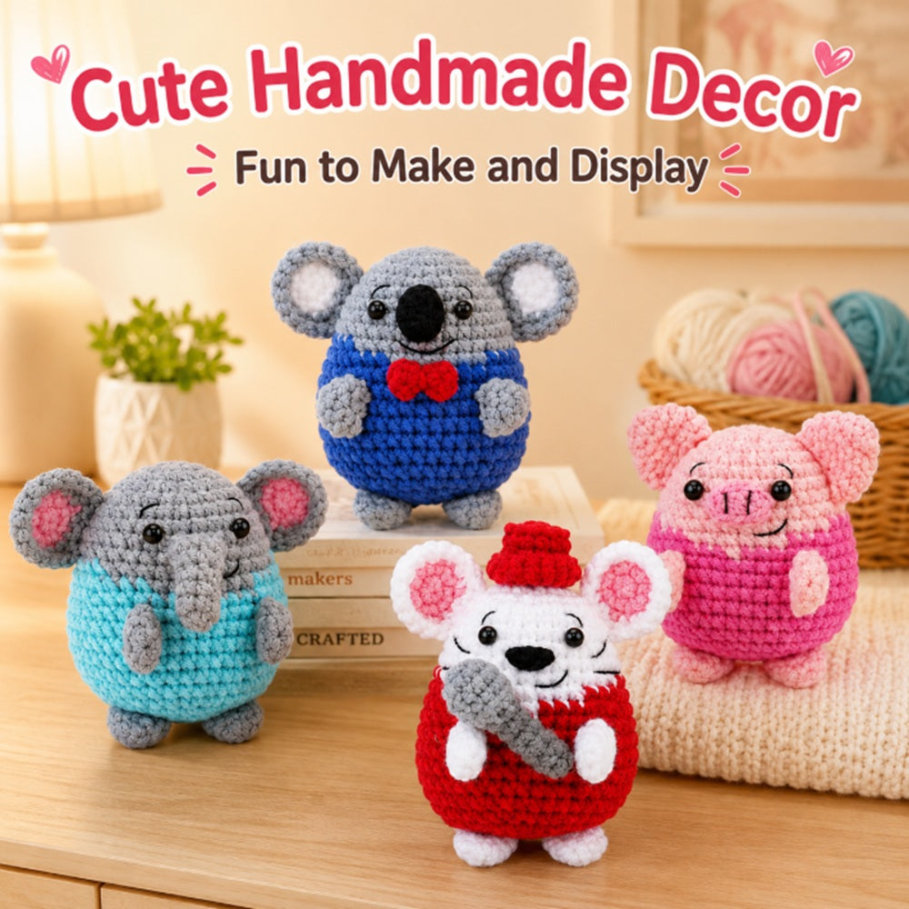 Animal Crochet Kit for Beginners, 4 Pack with Video Tutorials – TIKA