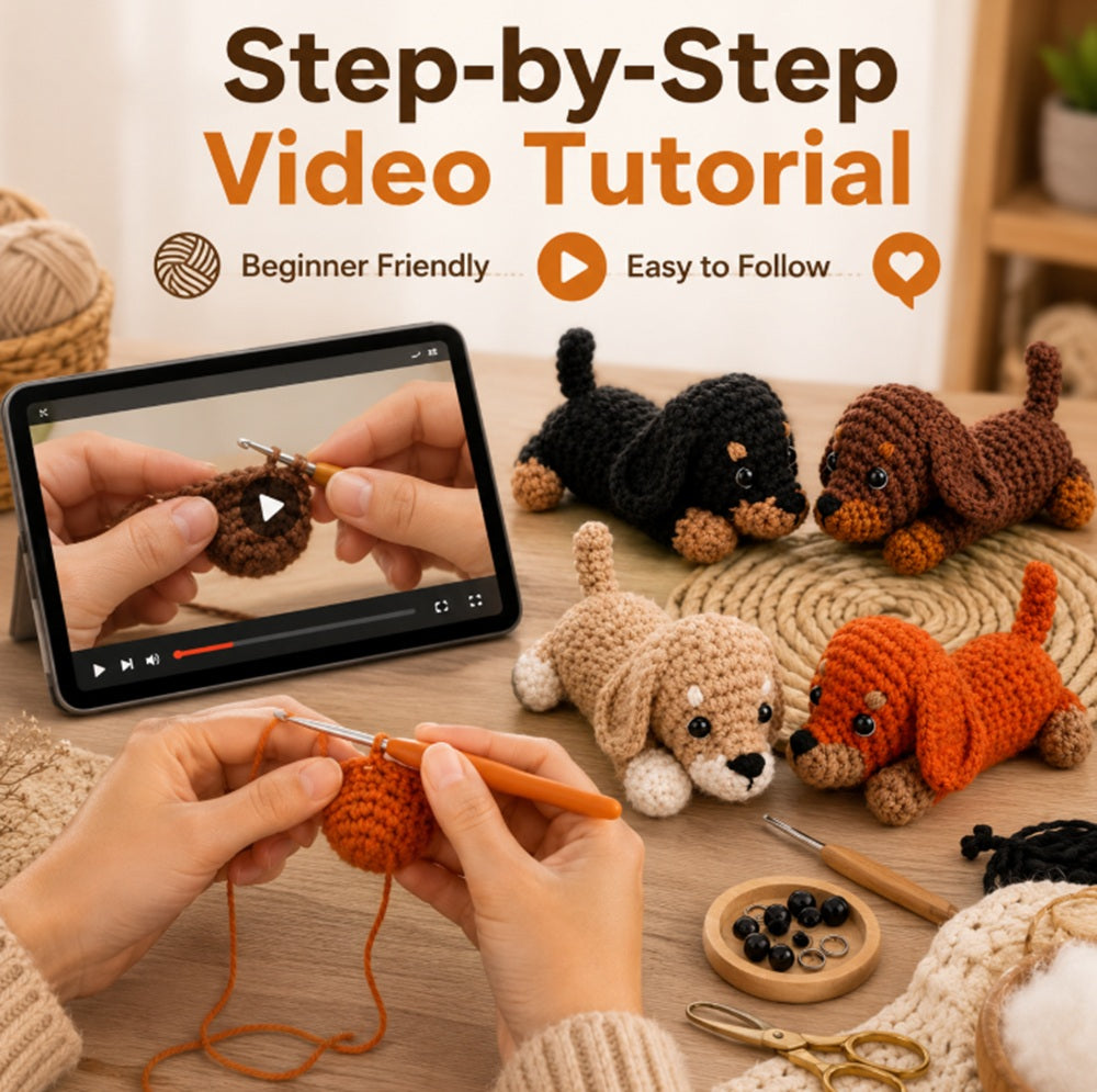 Dachshund Crochet Kit for Beginners, 4 Pack with Video Tutorial – TIKA