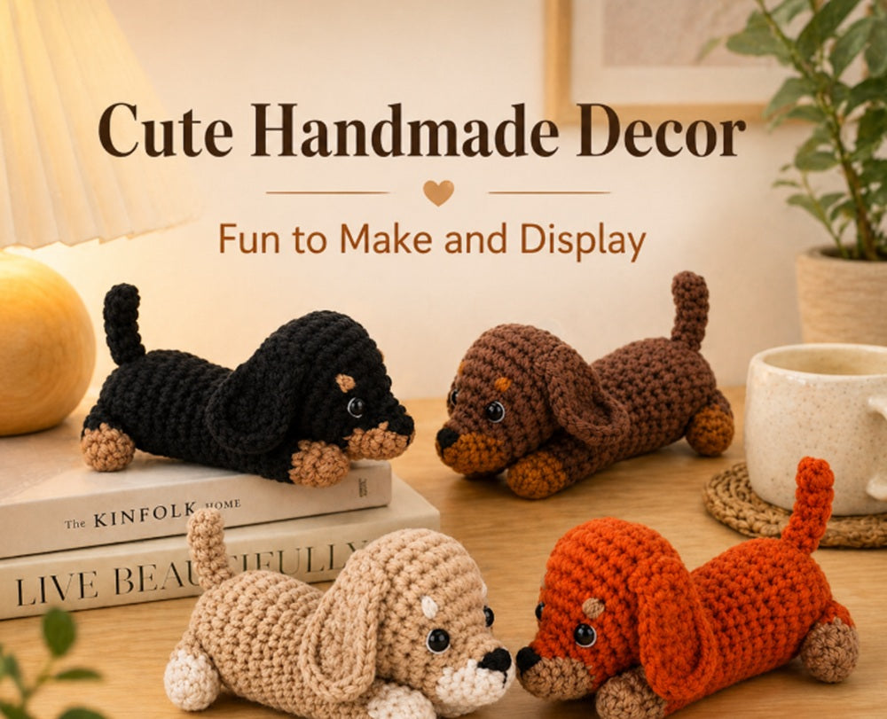 Dachshund Crochet Kit for Beginners, 4 Pack with Video Tutorial – TIKA