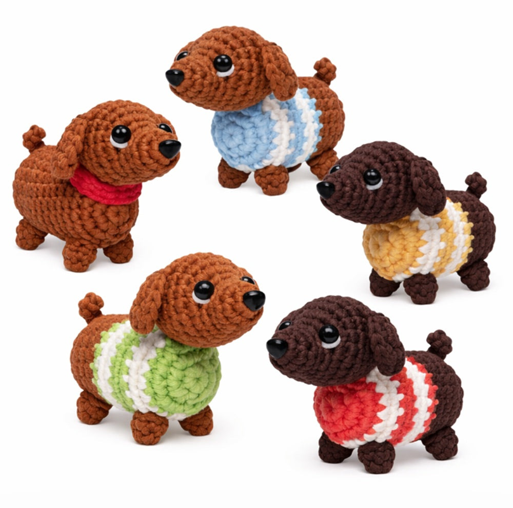 Dachshund Crochet Kit for Beginners, 5 Pack with Video Tutorial – TIKA
