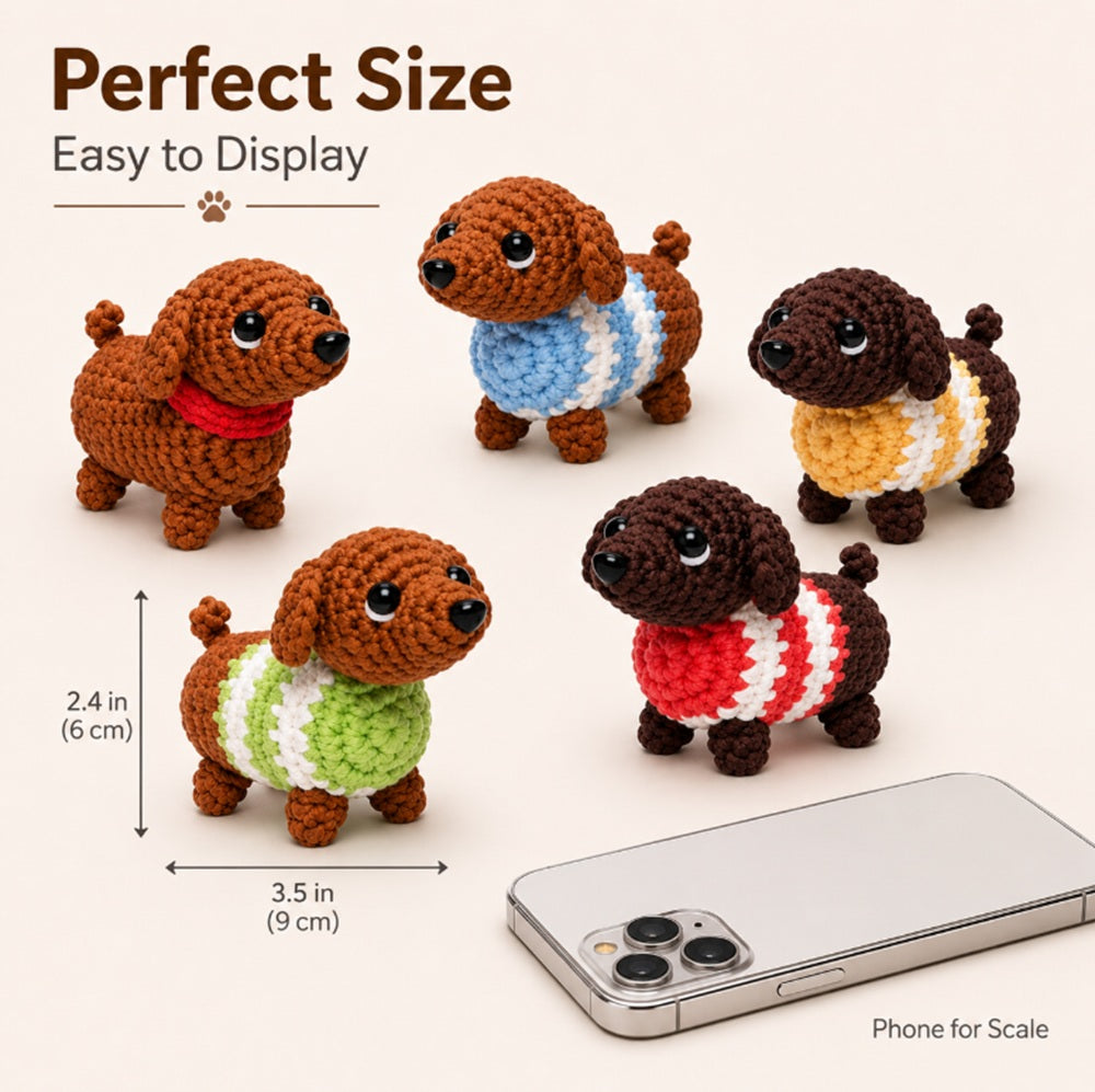 Dachshund Crochet Kit for Beginners, 5 Pack with Video Tutorial – TIKA