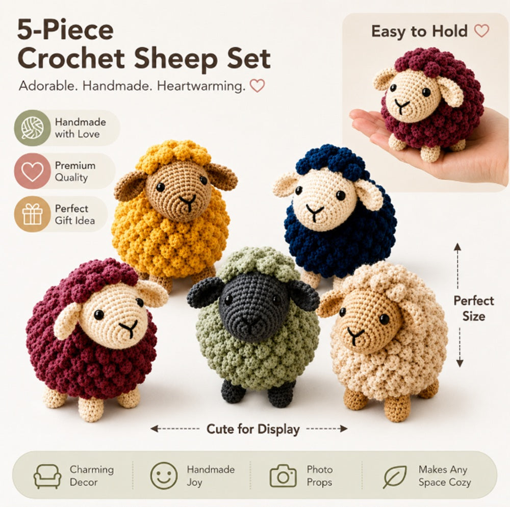 5-Pack Sheep Crochet Kit for Beginners | TIKA