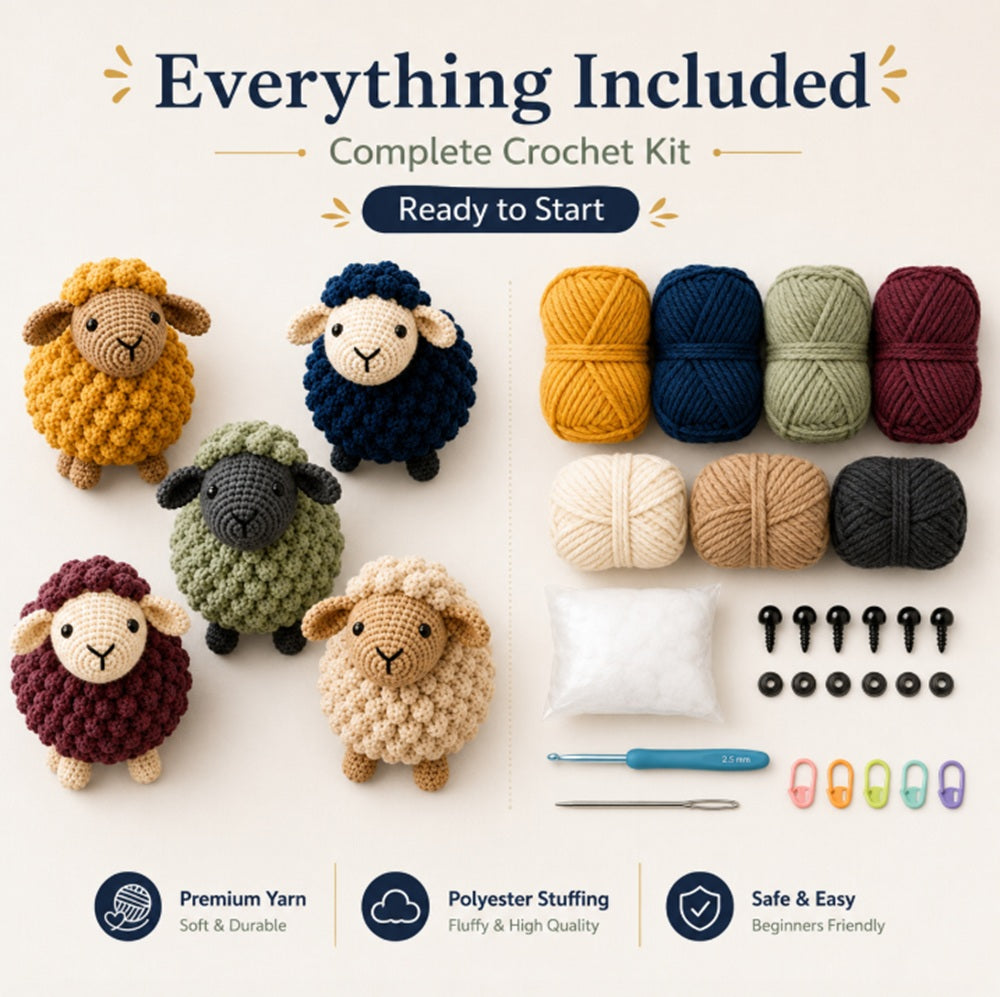 5-Pack Sheep Crochet Kit for Beginners | TIKA
