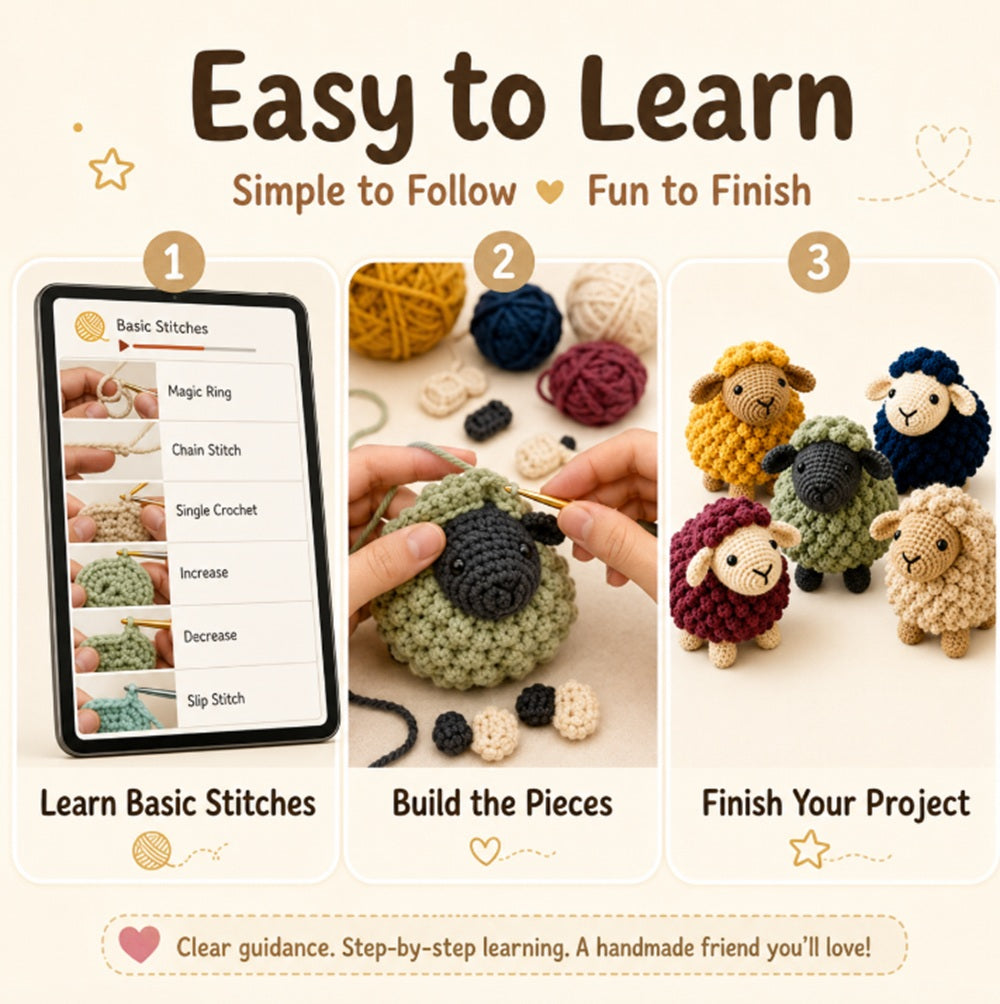 5-Pack Sheep Crochet Kit for Beginners | TIKA