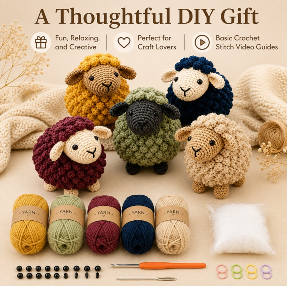 5-Pack Sheep Crochet Kit for Beginners | TIKA