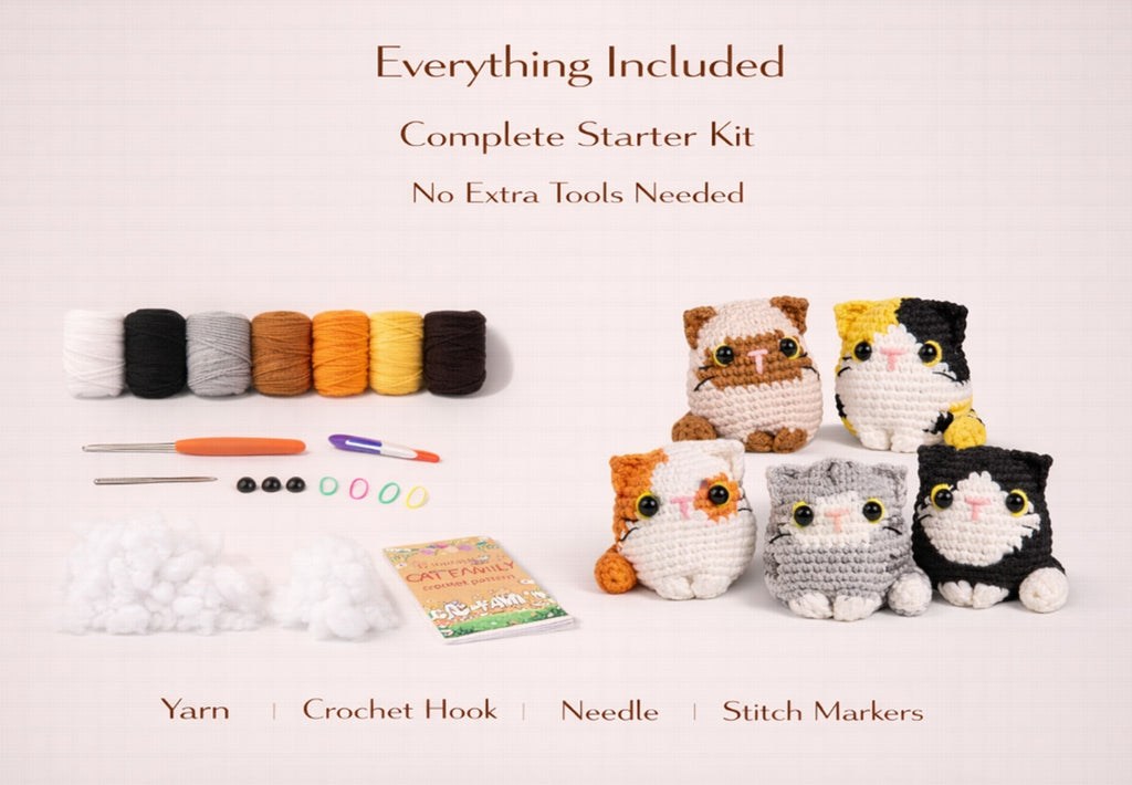 Cat Crochet Kit for Beginners, 5 Pack with Video Tutorial – TIKA