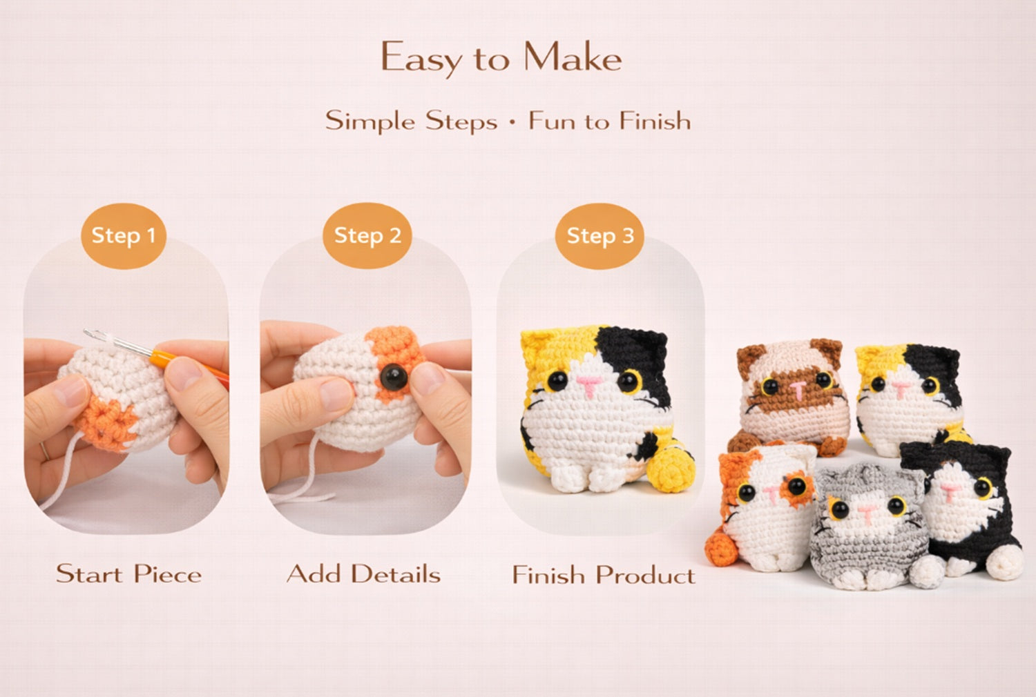 Cat Crochet Kit for Beginners, 5 Pack with Video Tutorial – TIKA