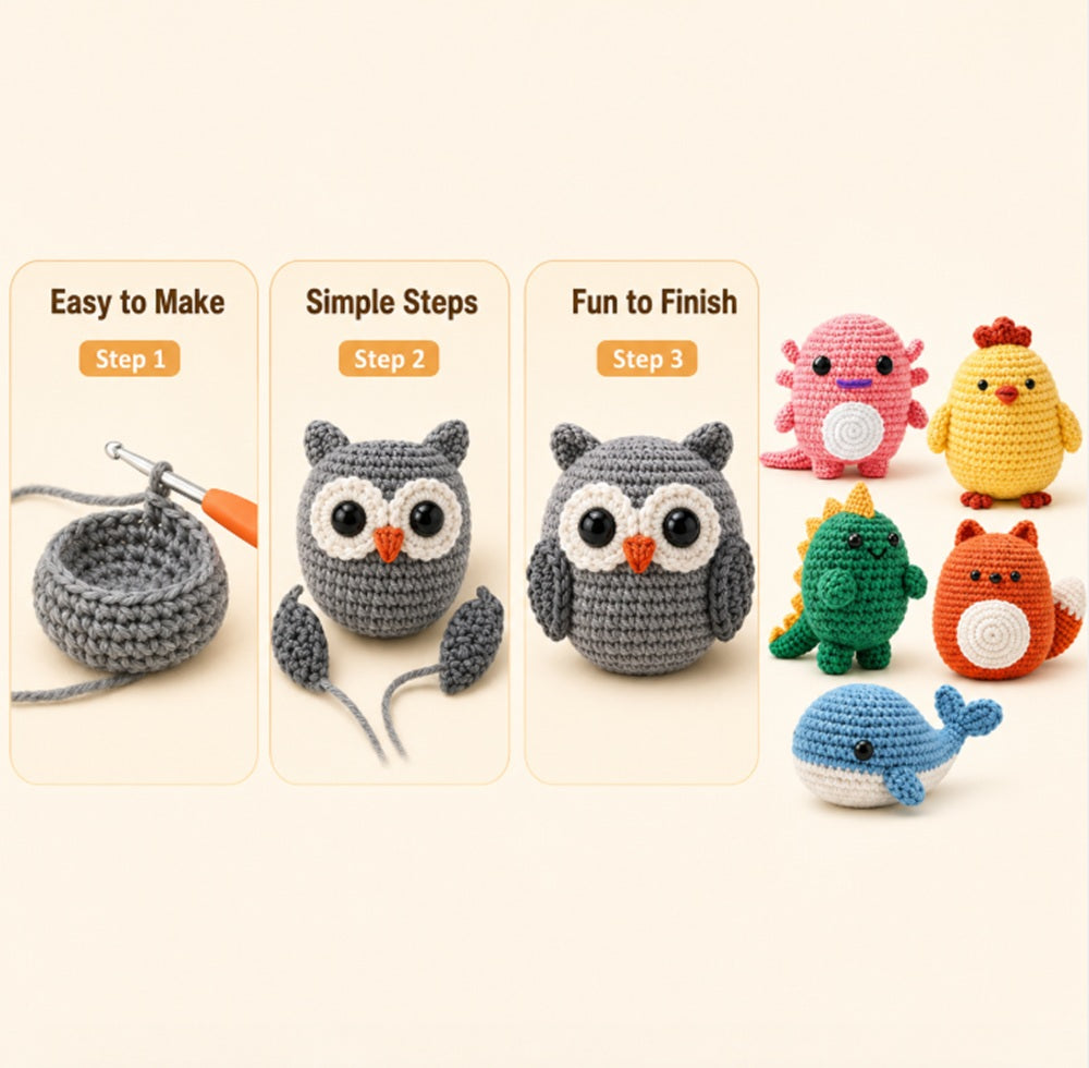 Animal Crochet Kit for Beginners, 6 Pack with Video Tutorial – TIKA