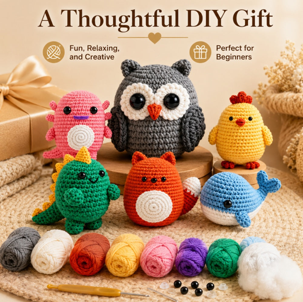 Animal Crochet Kit for Beginners, 6 Pack with Video Tutorial – TIKA