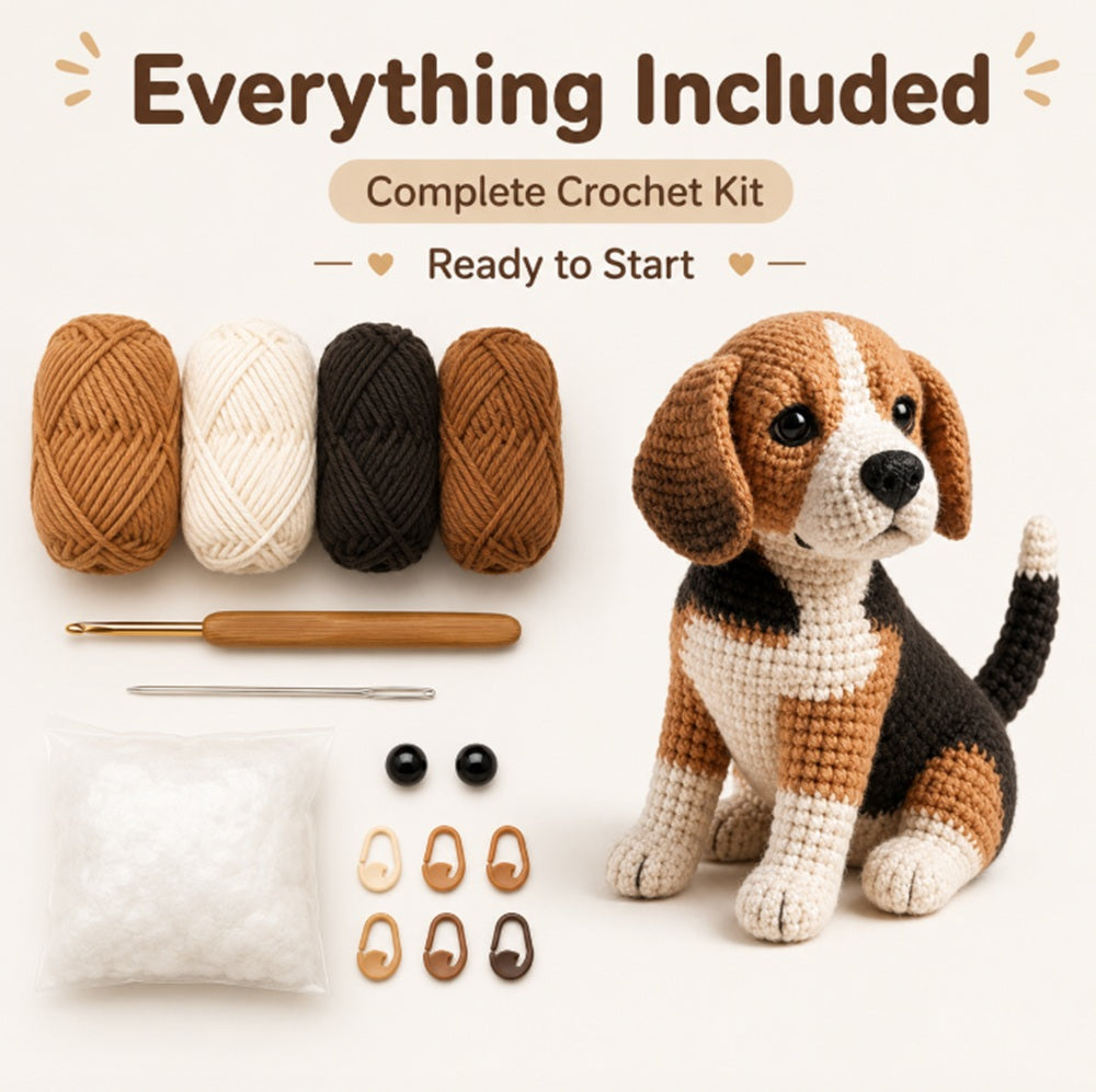 Beagle Dog Crochet Kit for Beginners with Video Tutorials – TIKA