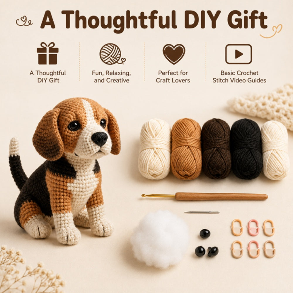 Beagle Dog Crochet Kit for Beginners with Video Tutorials – TIKA