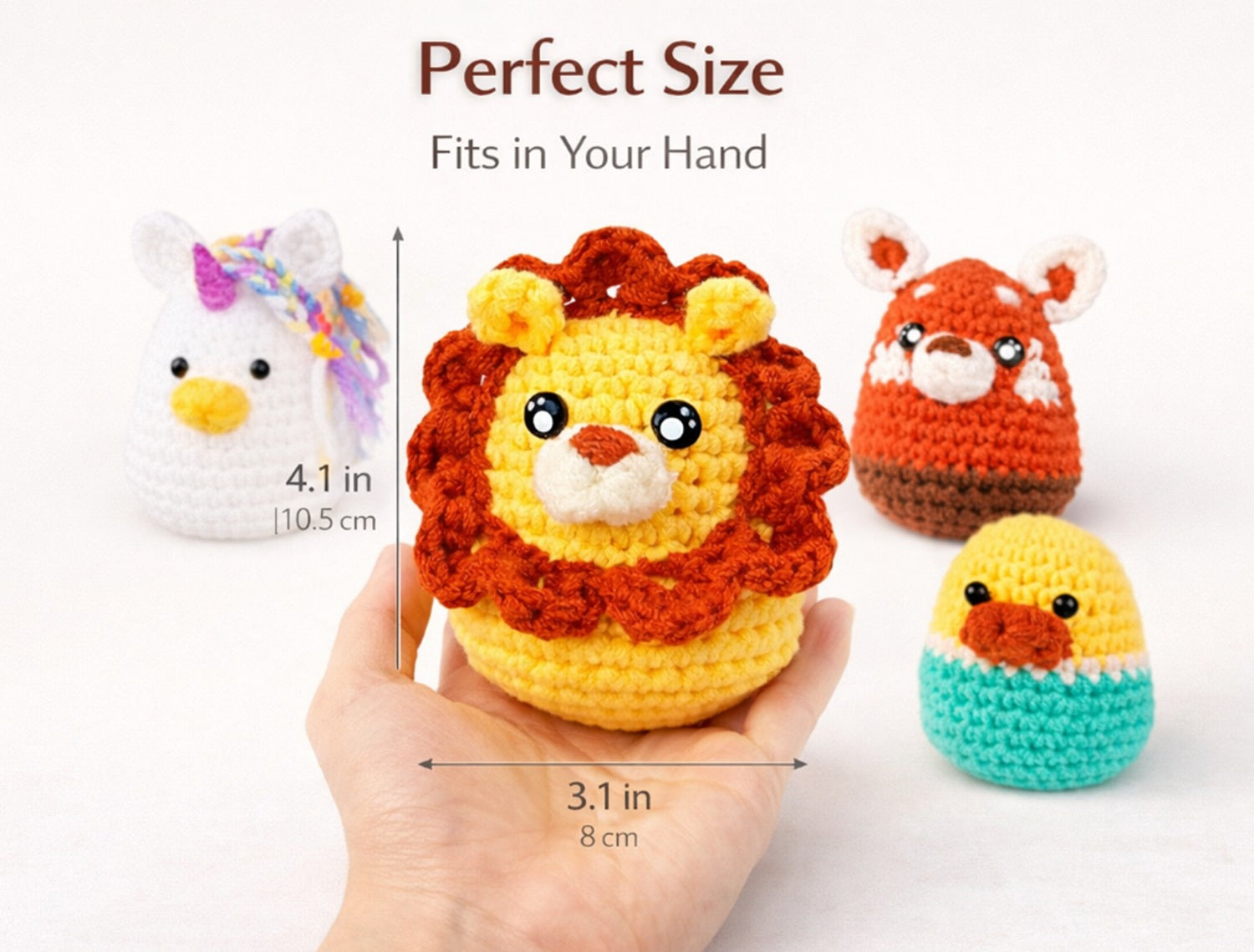 Animal Crochet Kit for Beginners, 4 Pack: Lion, Duck, Unicorn & Deer – TIKA