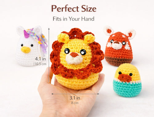 Animal Crochet Kit for Beginners, 4 Pack: Lion, Duck, Unicorn & Deer – TIKA