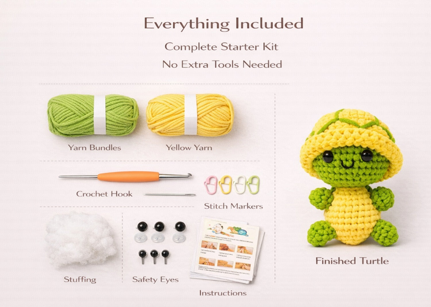 Turtle Amigurumi Crochet Kit for Beginners with Video Tutorial – TIKA