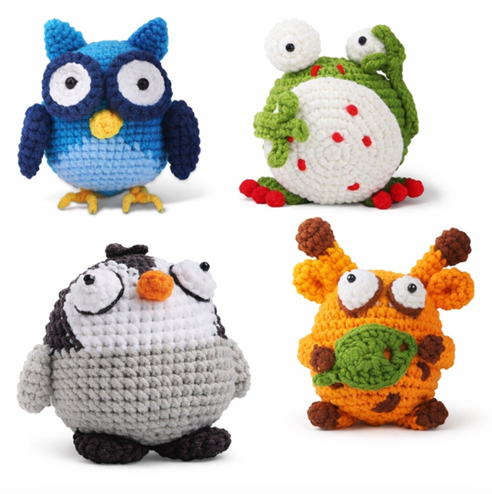 Frog, Owl, Deer & Chick Crochet Kit for Beginners, 4 Pack – TIKA