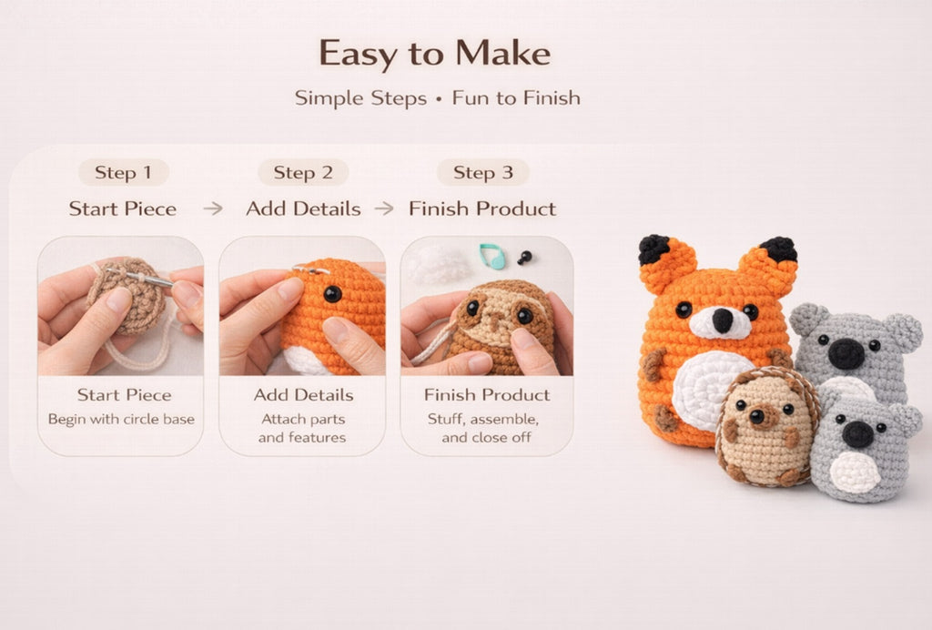 Animal Crochet Kit for Beginners, 4 Pack with Video Tutorial – TIKA