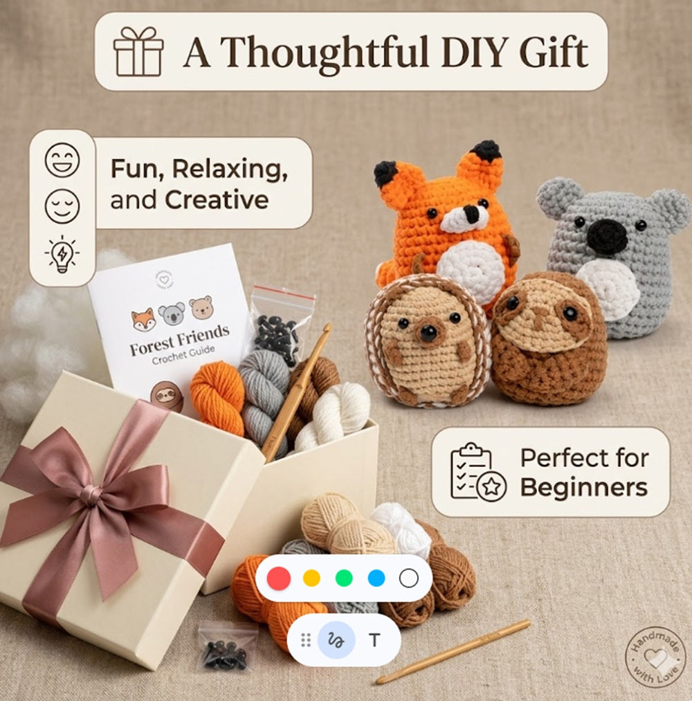 Animal Crochet Kit for Beginners, 4 Pack with Video Tutorial – TIKA