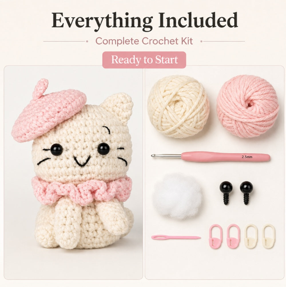 Cat Amigurumi Crochet Kit for Beginners with Video Tutorial – TIKA