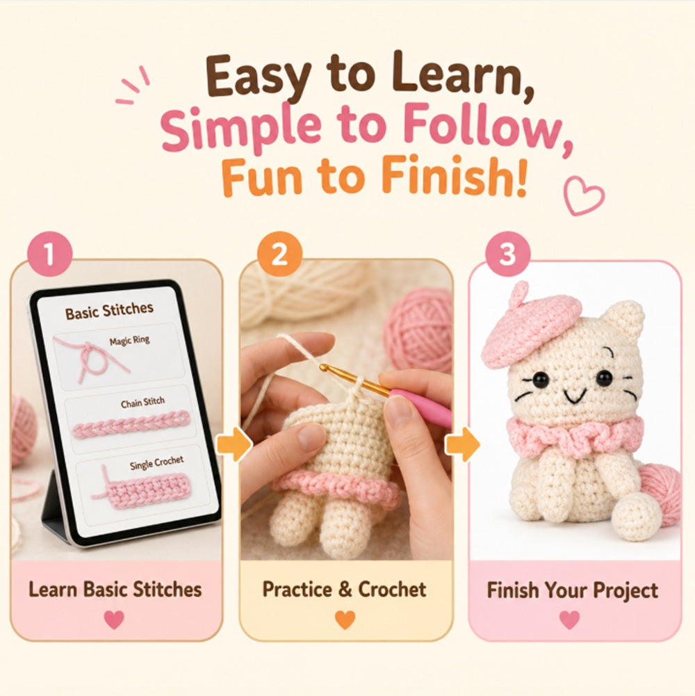 Cat Amigurumi Crochet Kit for Beginners with Video Tutorial – TIKA
