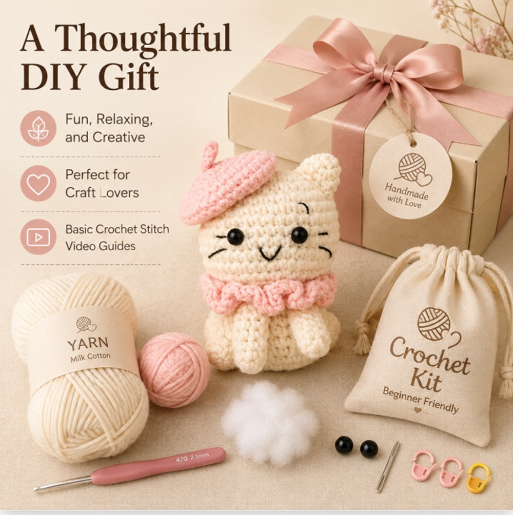 Cat Amigurumi Crochet Kit for Beginners with Video Tutorial – TIKA