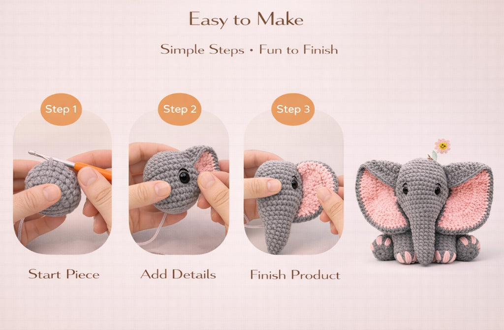 Elephant Crochet Kit for Beginners with Video Tutorial – TIKA