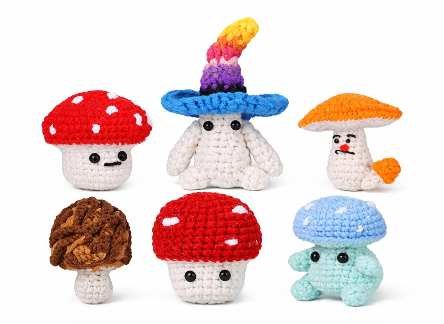 Mushroom Crochet Kit for Beginners, 6 Pack with Video Tutorial – TIKA