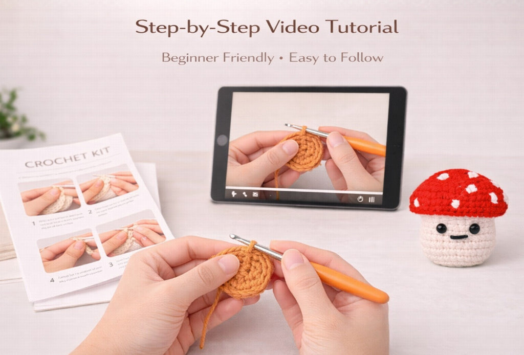 Mushroom Crochet Kit for Beginners, 6 Pack with Video Tutorial – TIKA