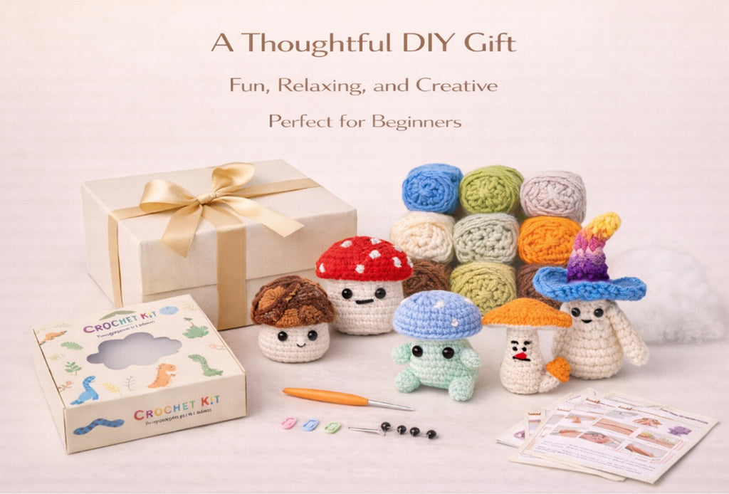 Mushroom Crochet Kit for Beginners, 6 Pack with Video Tutorial – TIKA