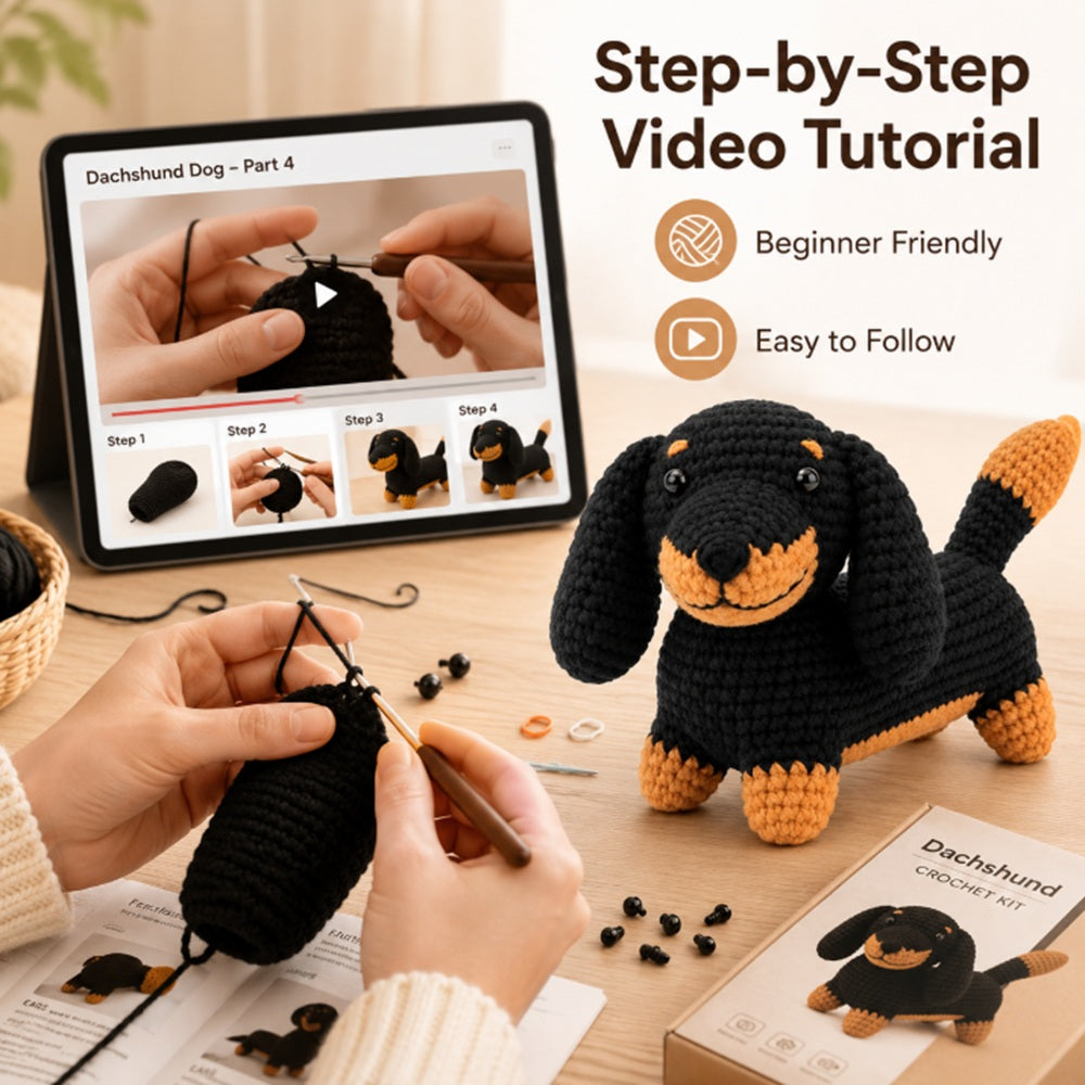Dachshund Dog Crochet Kit for Beginners with Video Tutorial – TIKA