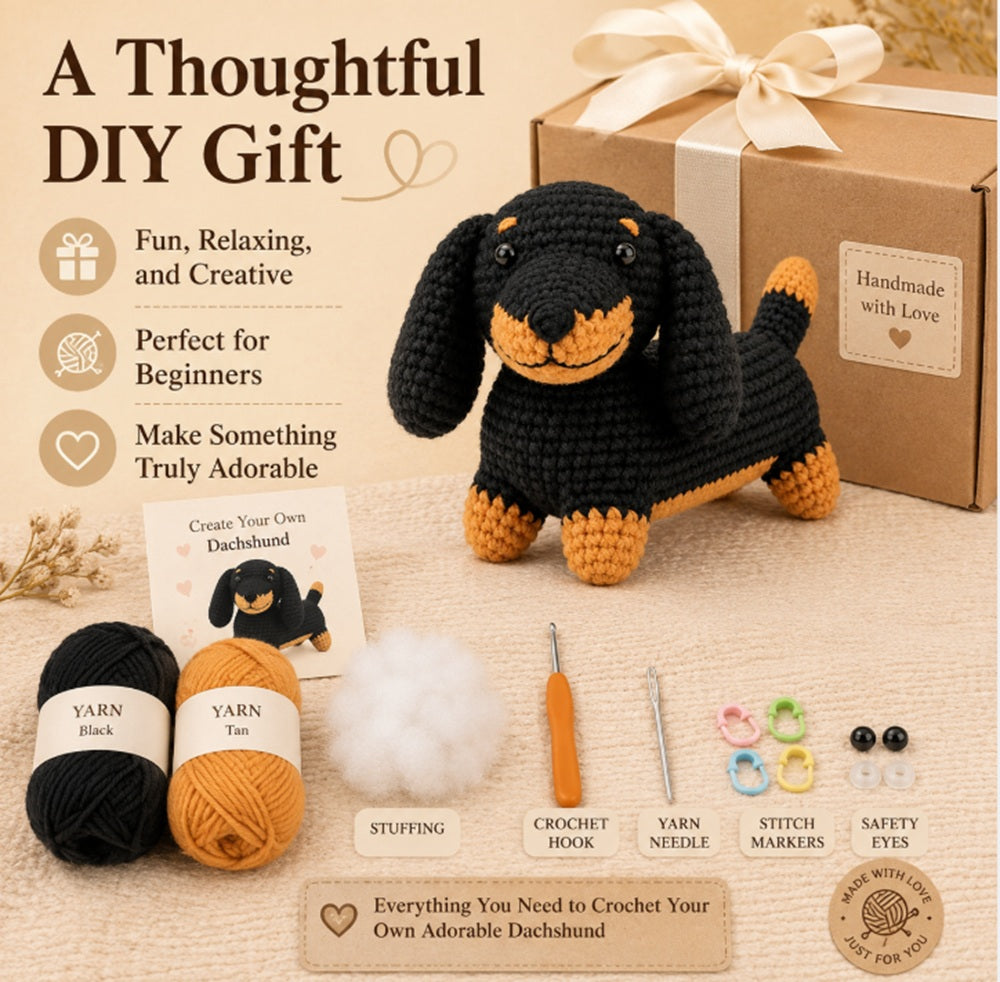 Dachshund Dog Crochet Kit for Beginners with Video Tutorial – TIKA