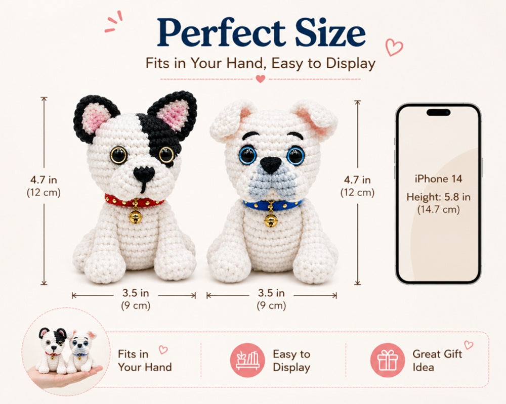 French Bulldog Crochet Kit for Beginners, 2 Pack with Video – TIKA