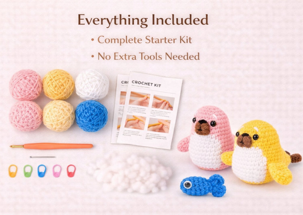 Seal Crochet Kit for Beginners, 2 Pack with Video Tutorial – TIKA