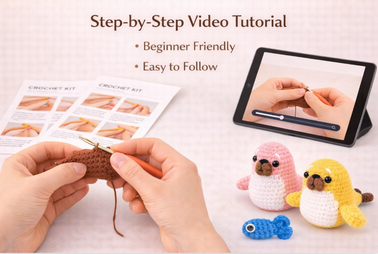 Seal Crochet Kit for Beginners, 2 Pack with Video Tutorial – TIKA
