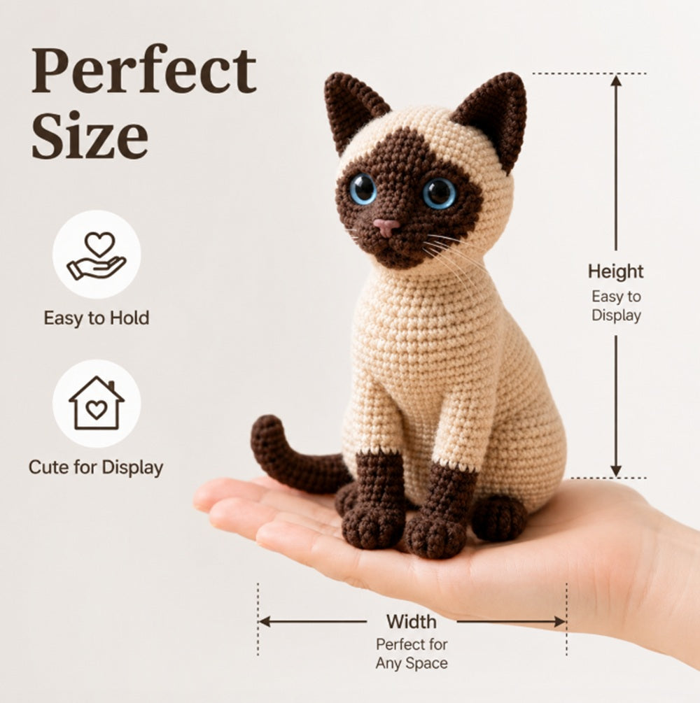 Siamese Cat Crochet Kit for Beginners with Yarn, Hooks & Video Tutorial – TIKA