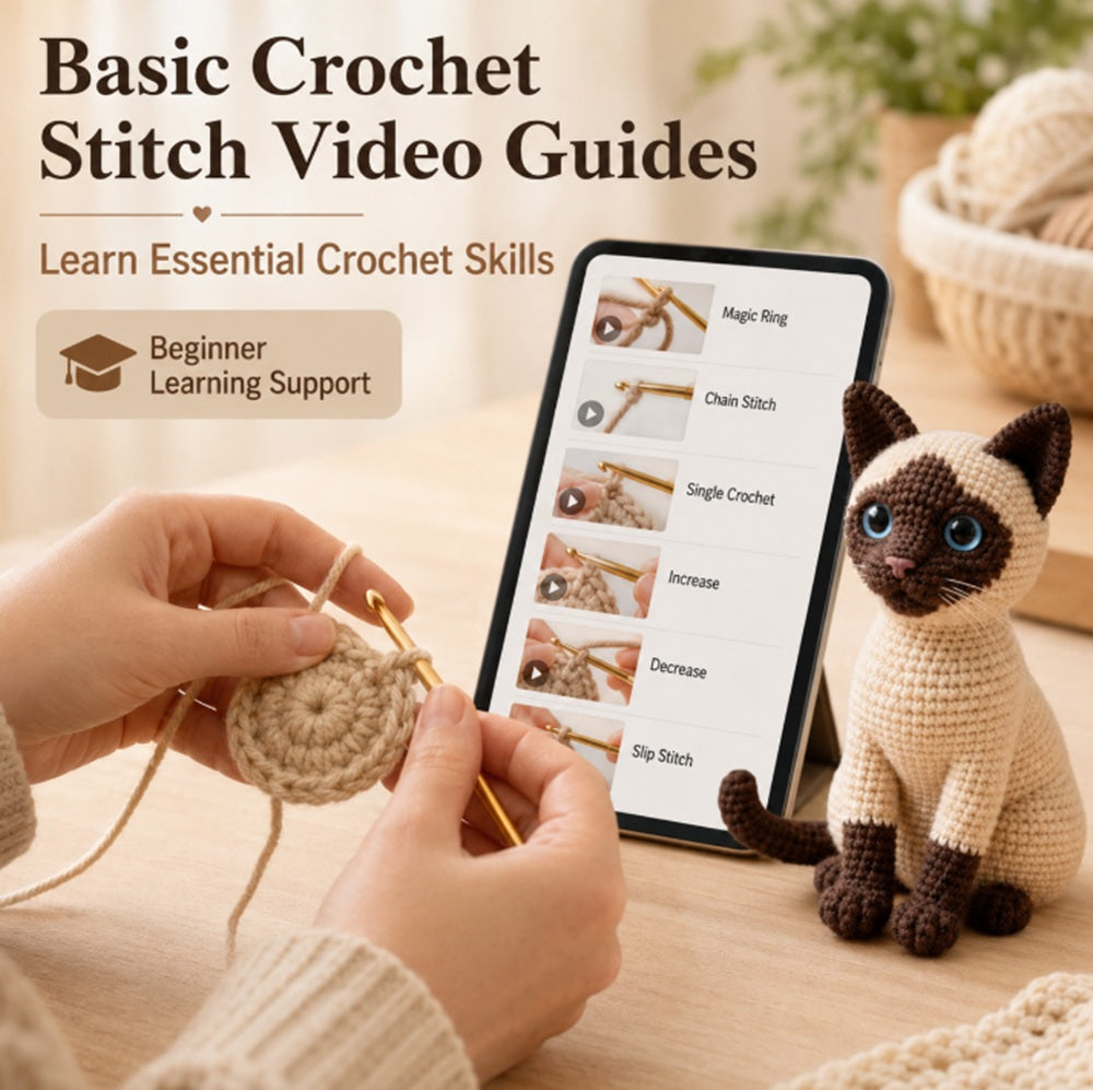 Siamese Cat Crochet Kit for Beginners with Yarn, Hooks & Video Tutorial – TIKA