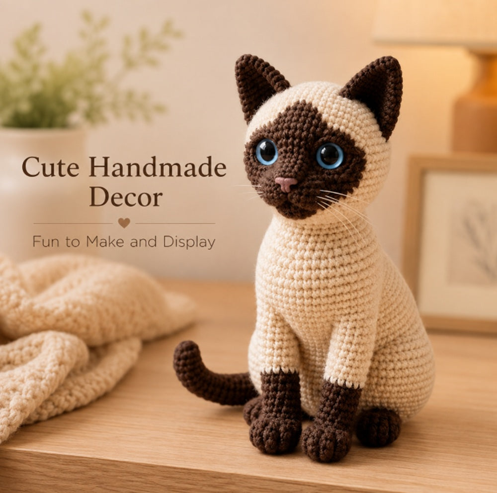 Siamese Cat Crochet Kit for Beginners with Yarn, Hooks & Video Tutorial – TIKA