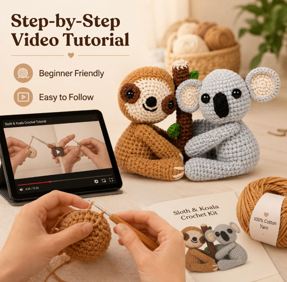 Sloth & Koala Crochet Kit for Beginners with Video Tutorial – TIKA