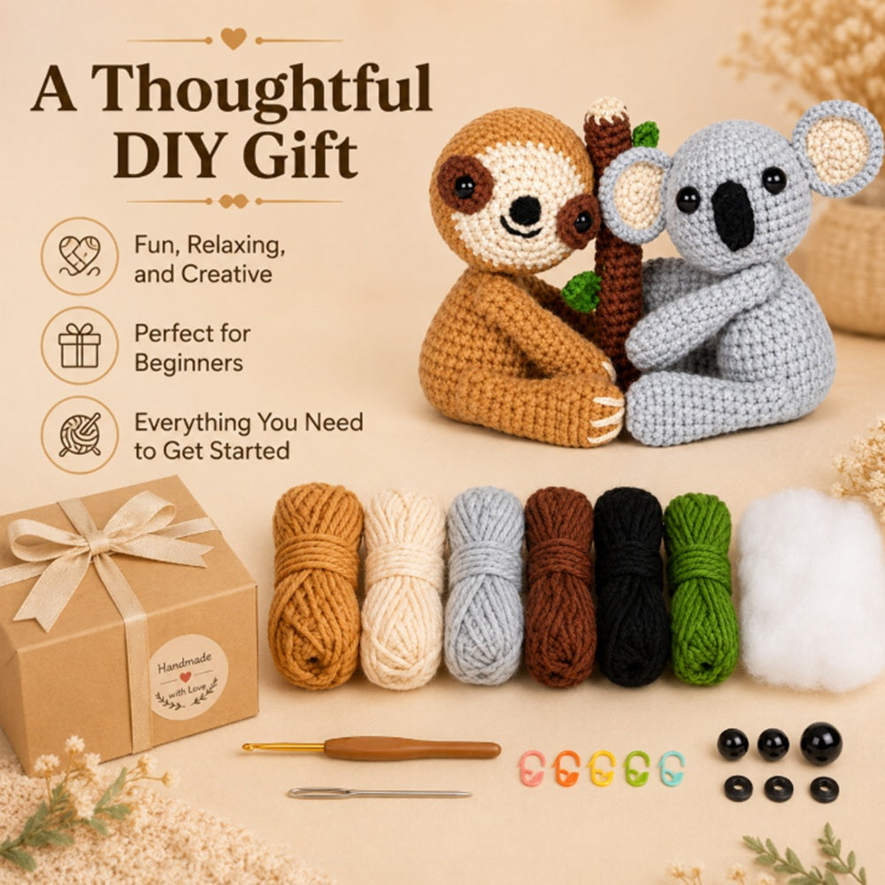 Sloth & Koala Crochet Kit for Beginners with Video Tutorial – TIKA