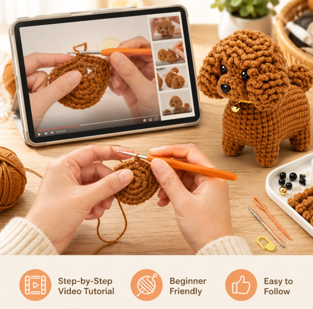 Teddy Puppy Crochet Kit for Beginners with Video Tutorial – TIKA
