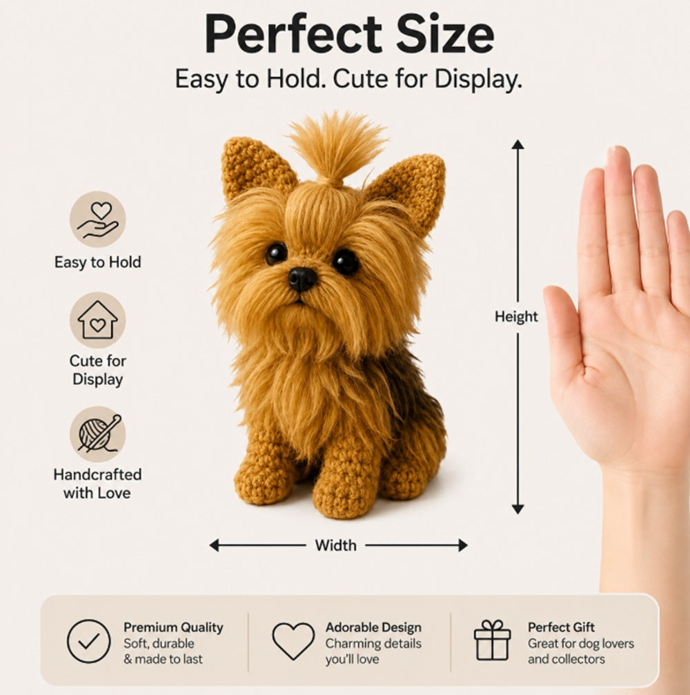 Yorkie Dog Crochet Kit for Beginners, Yorkshire Terrier Amigurumi – TIKA