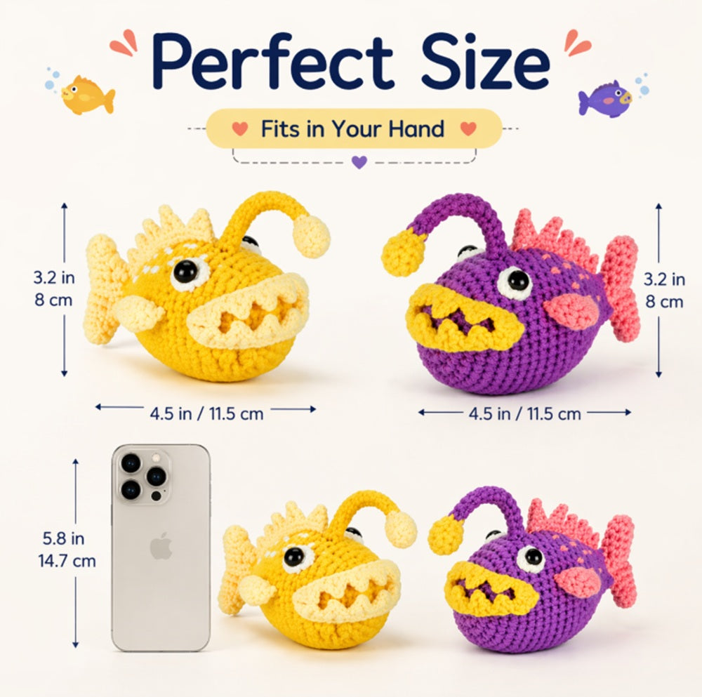 Anglerfish Crochet Kit for Beginners, 2 Pack with Video Tutorial – TIKA