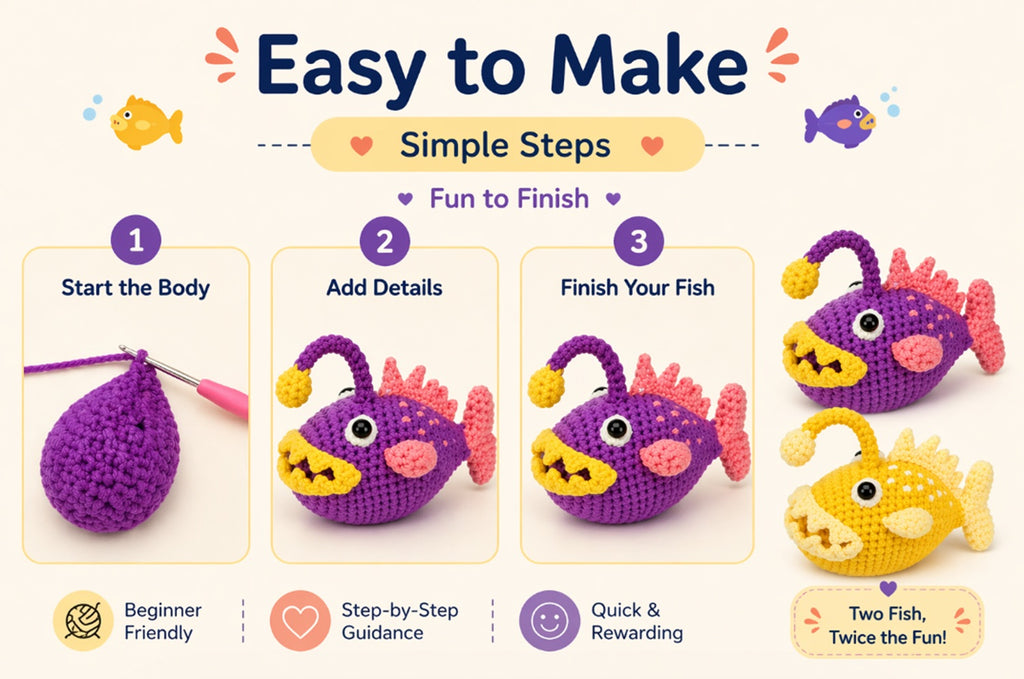 Anglerfish Crochet Kit for Beginners, 2 Pack with Video Tutorial – TIKA