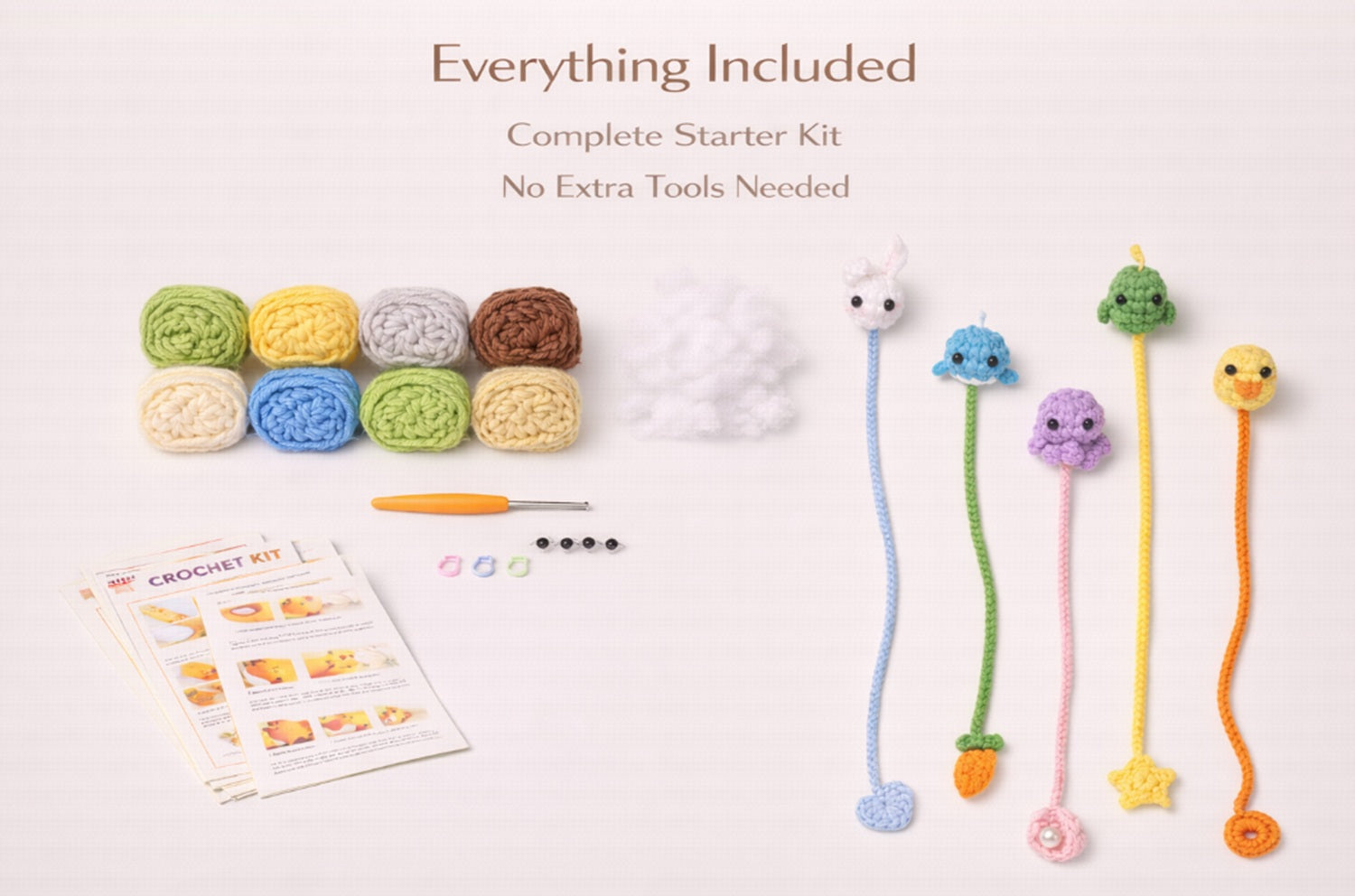 Animal Bookmark Crochet Kit for Beginners, 6 Pack with Video – TIKA