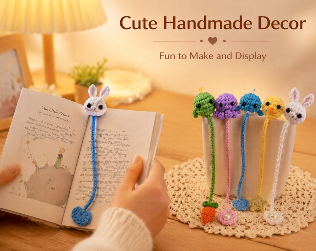 Animal Bookmark Crochet Kit for Beginners, 6 Pack with Video – TIKA