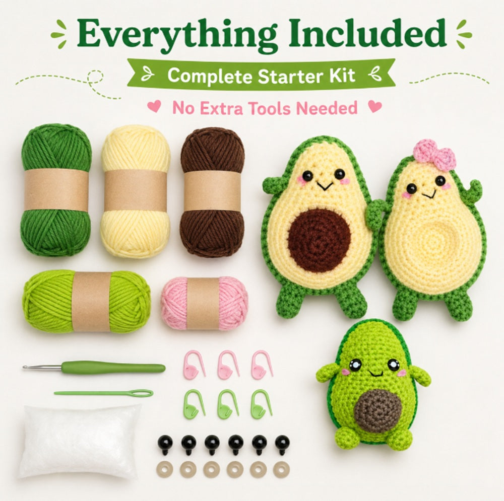 Avocado Family Crochet Kit for Beginners with Video Tutorial – TIKA