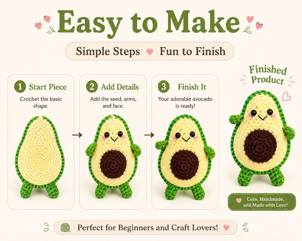 Avocado Family Crochet Kit for Beginners with Video Tutorial – TIKA