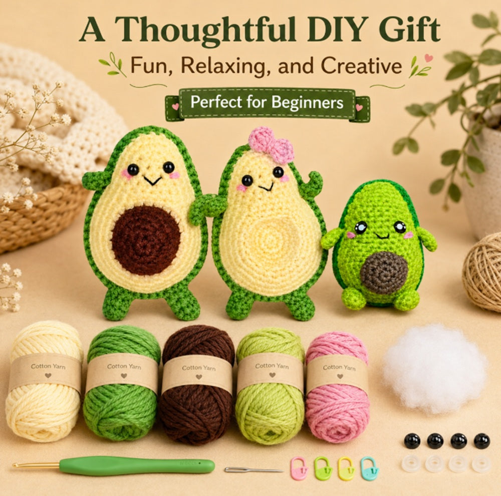 Avocado Family Crochet Kit for Beginners with Video Tutorial – TIKA