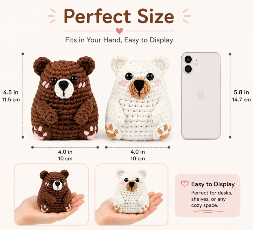 Polar & Brown Bear Crochet Kit for Beginners with Video – TIKA