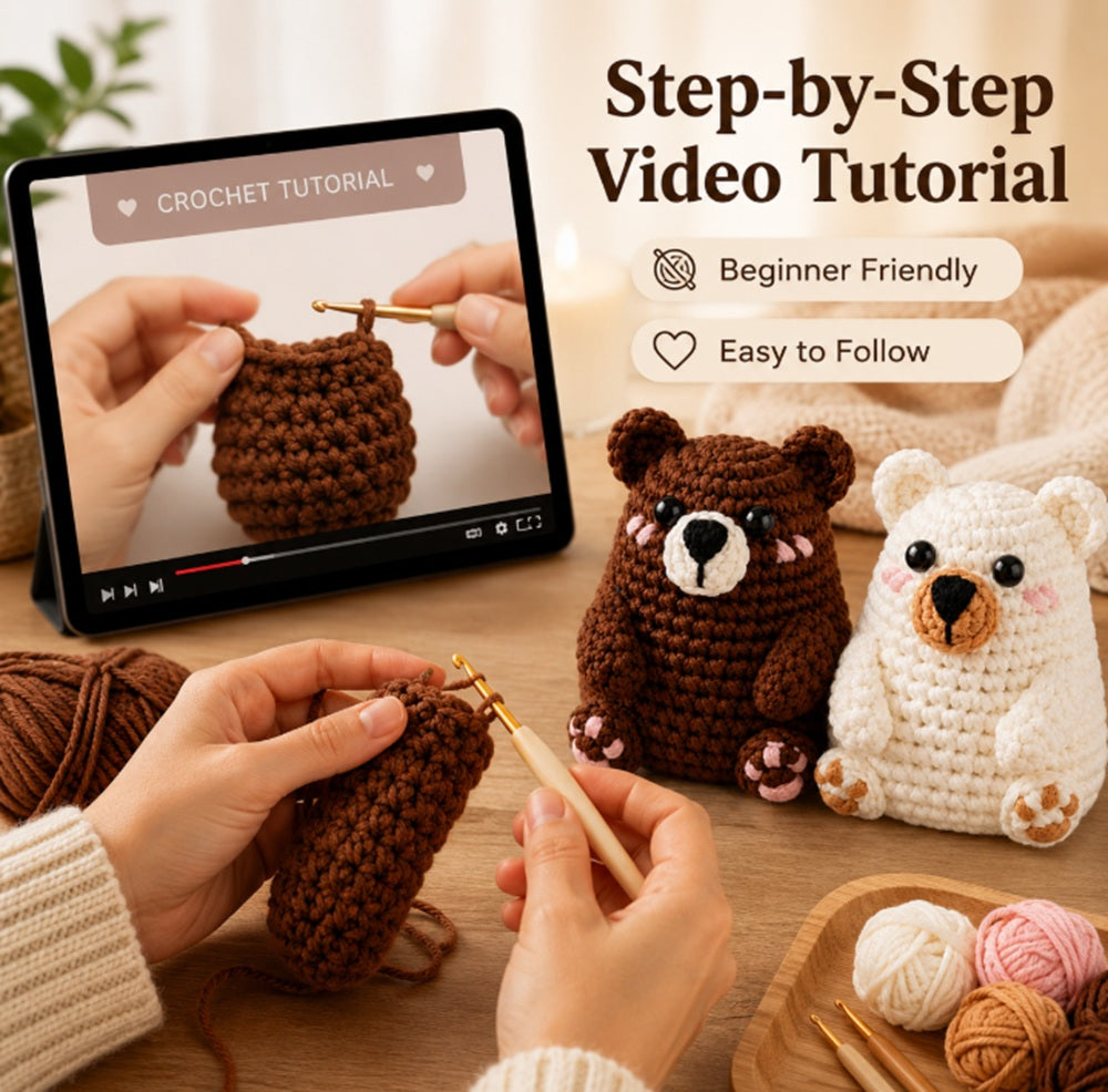 Polar & Brown Bear Crochet Kit for Beginners with Video – TIKA